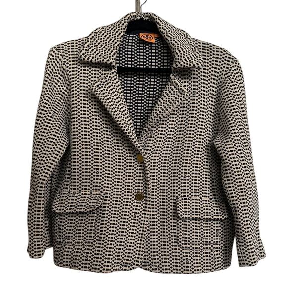 Tory Burch Beige Black Knit Blazer Jacket XL - Picture 1 of 7